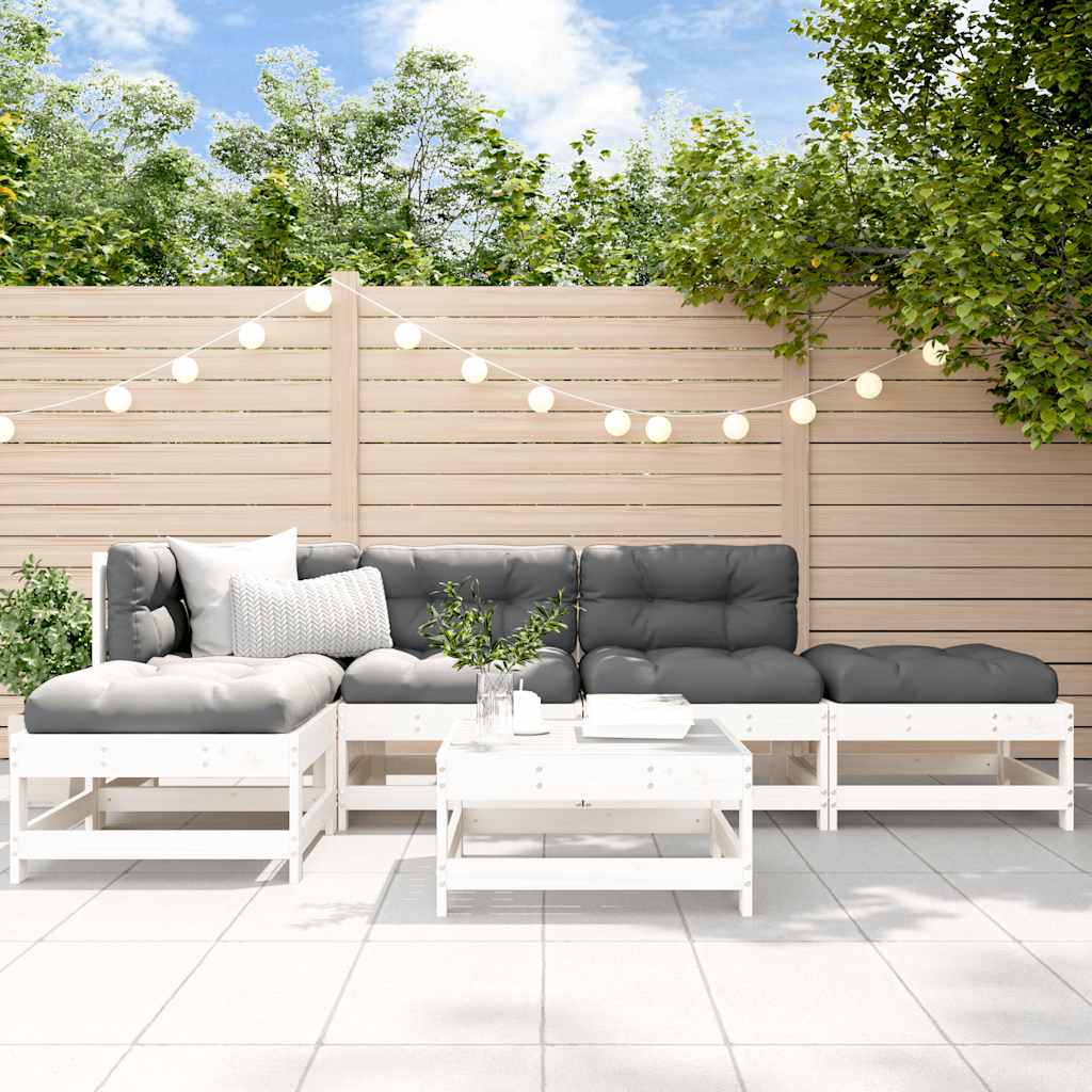 6-delige Loungeset massief grenenhout wit is nu te koop bij PeponiXL, paradijselijk wonen!