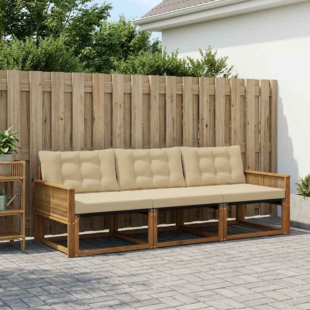 Buiten bankenset met kussen 3 pcs Natuurlijk en Beige is nu te koop bij PeponiXL, paradijselijk wonen!