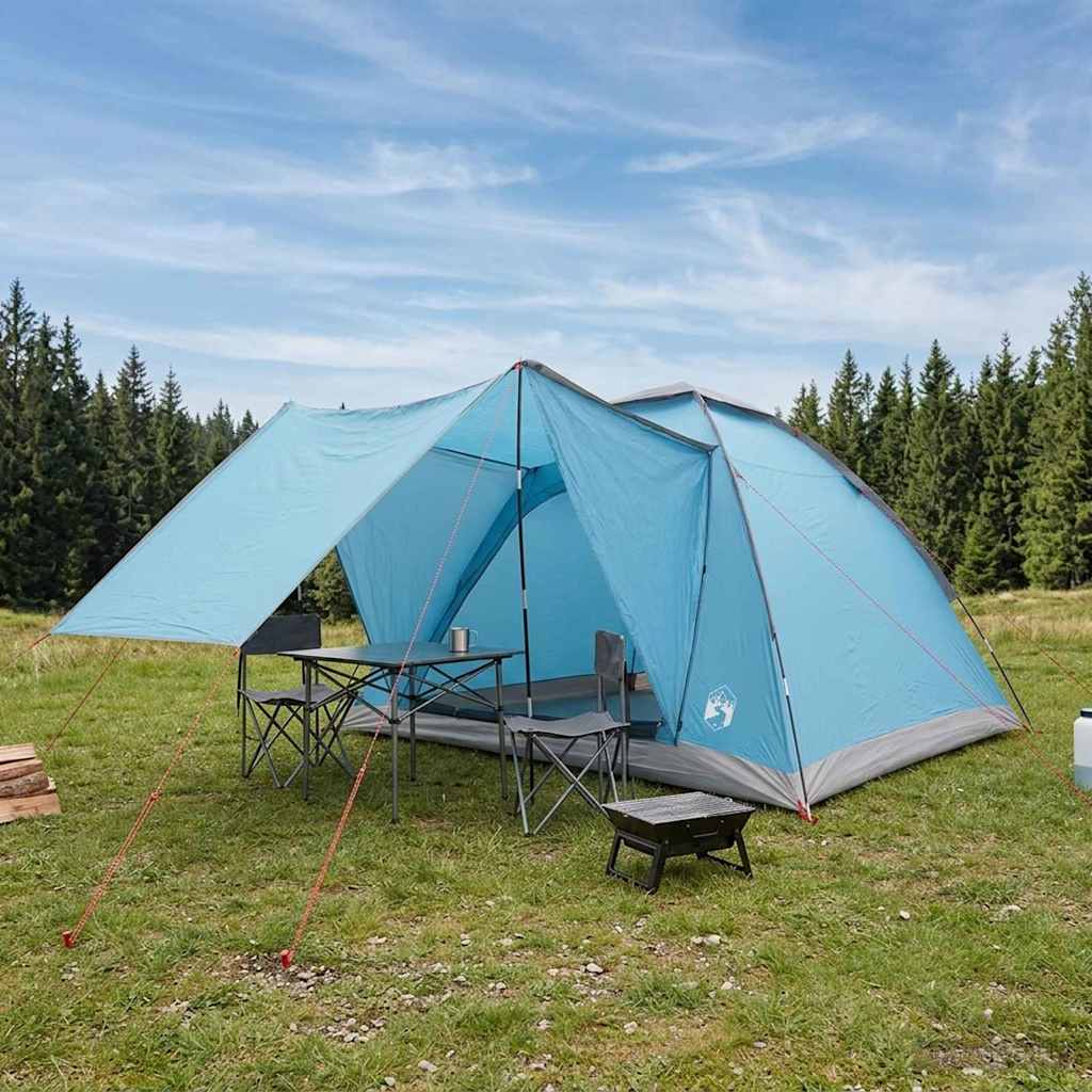 Kamperen tent met dak Blauw 4-persoons Polyester en staal is nu te koop bij PeponiXL, paradijselijk wonen!