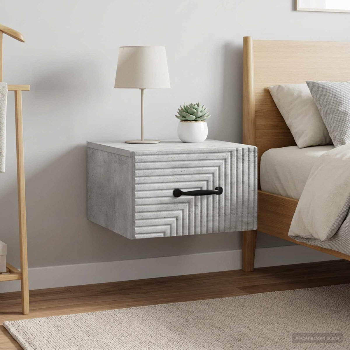 Wandbeugel Bedkast met lade 2 pcs Betongrijs 34,5 x 33 x 20 cm is nu te koop bij PeponiXL, paradijselijk wonen!