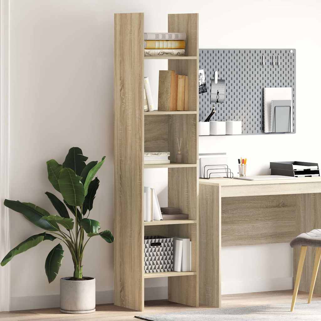 Boekenkast 40x35x180 cm bewerkt hout sonoma eikenkleurig is nu te koop bij PeponiXL, paradijselijk wonen!