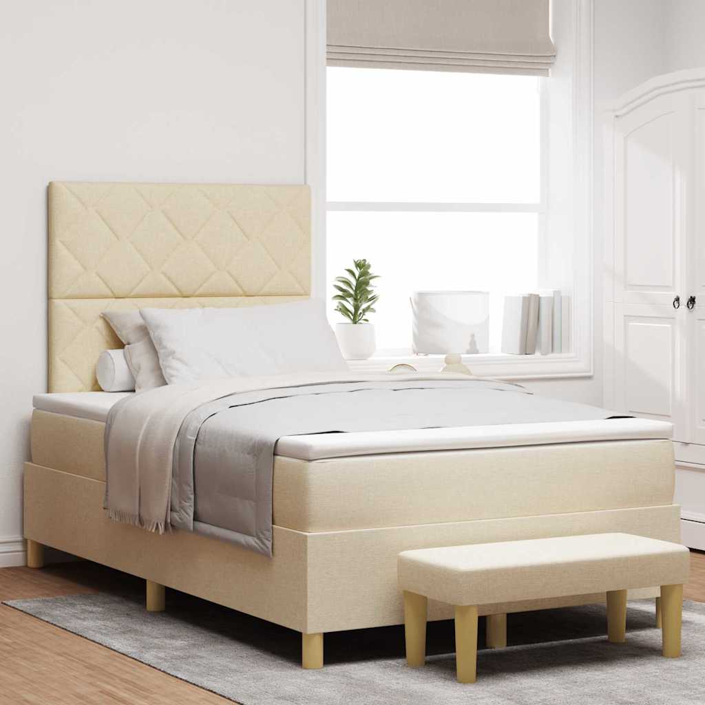 Boxspring bed met hoofdeinde Crème 200 x 120 cm Stof is nu te koop bij PeponiXL, paradijselijk wonen!