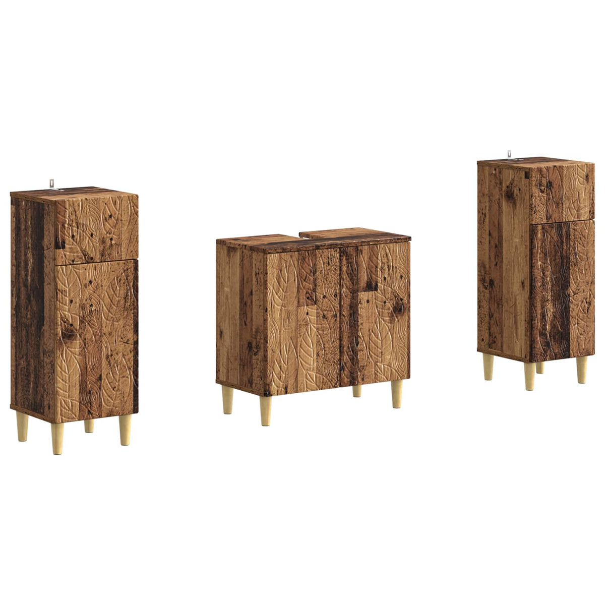 2-delige Badkamerkast Set DELFT Oud hout Bewerkt hout is nu te koop bij PeponiXL, paradijselijk wonen!