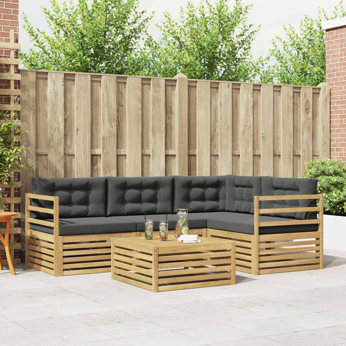 Buiten bankenset met kussen 5 pcs is nu te koop bij PeponiXL, paradijselijk wonen!