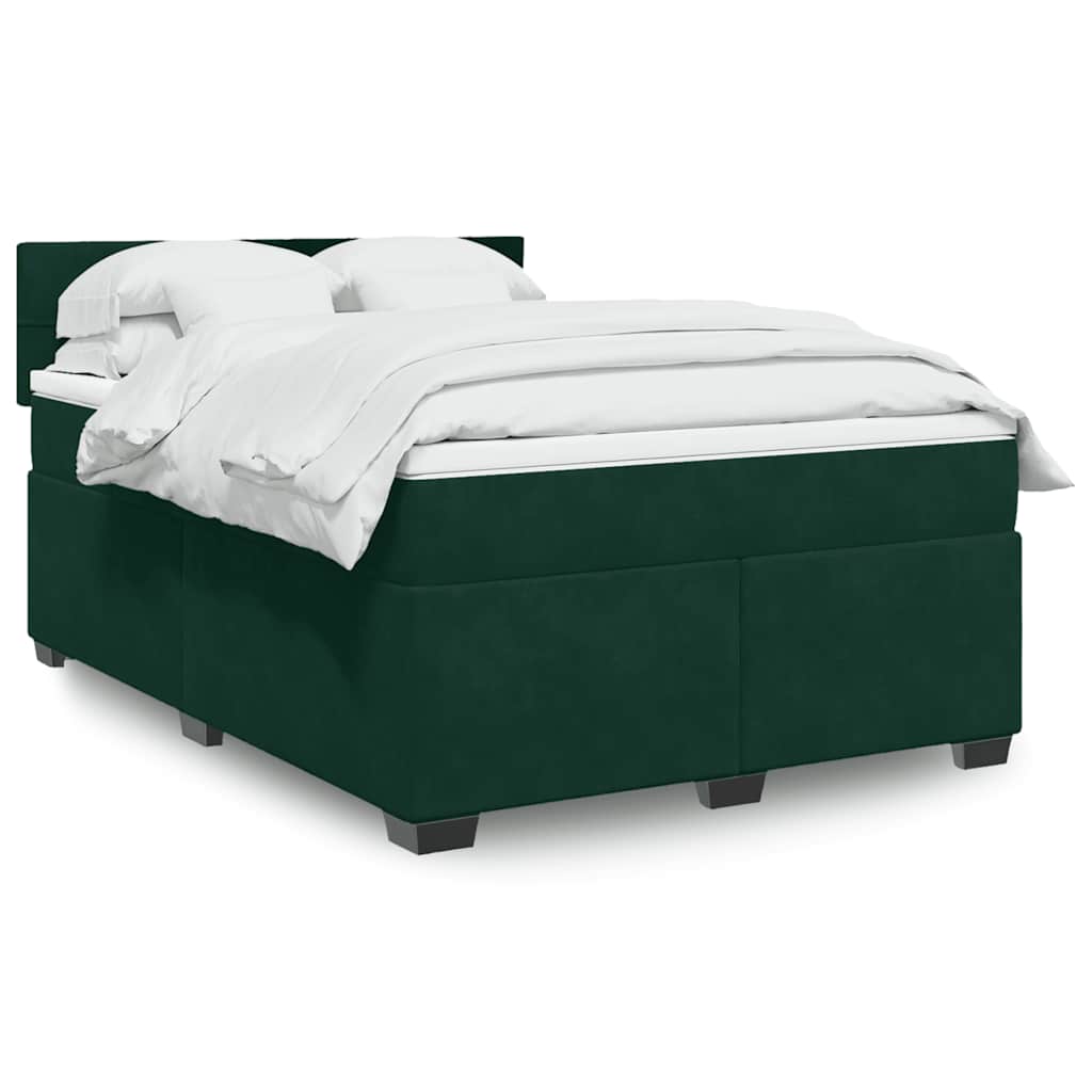 Boxspring met matras fluweel donkergroen 140x190 cm is nu te koop bij PeponiXL, paradijselijk wonen!