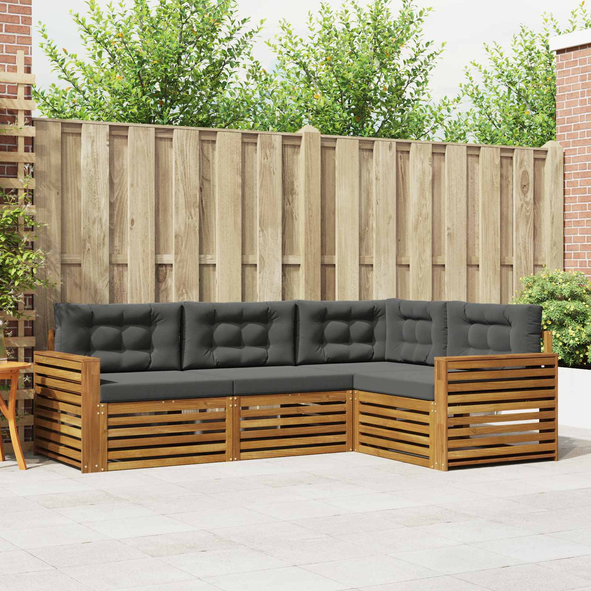 Buiten bankenset met kussen 4 pcs Natuurlijk en Antraciet is nu te koop bij PeponiXL, paradijselijk wonen!