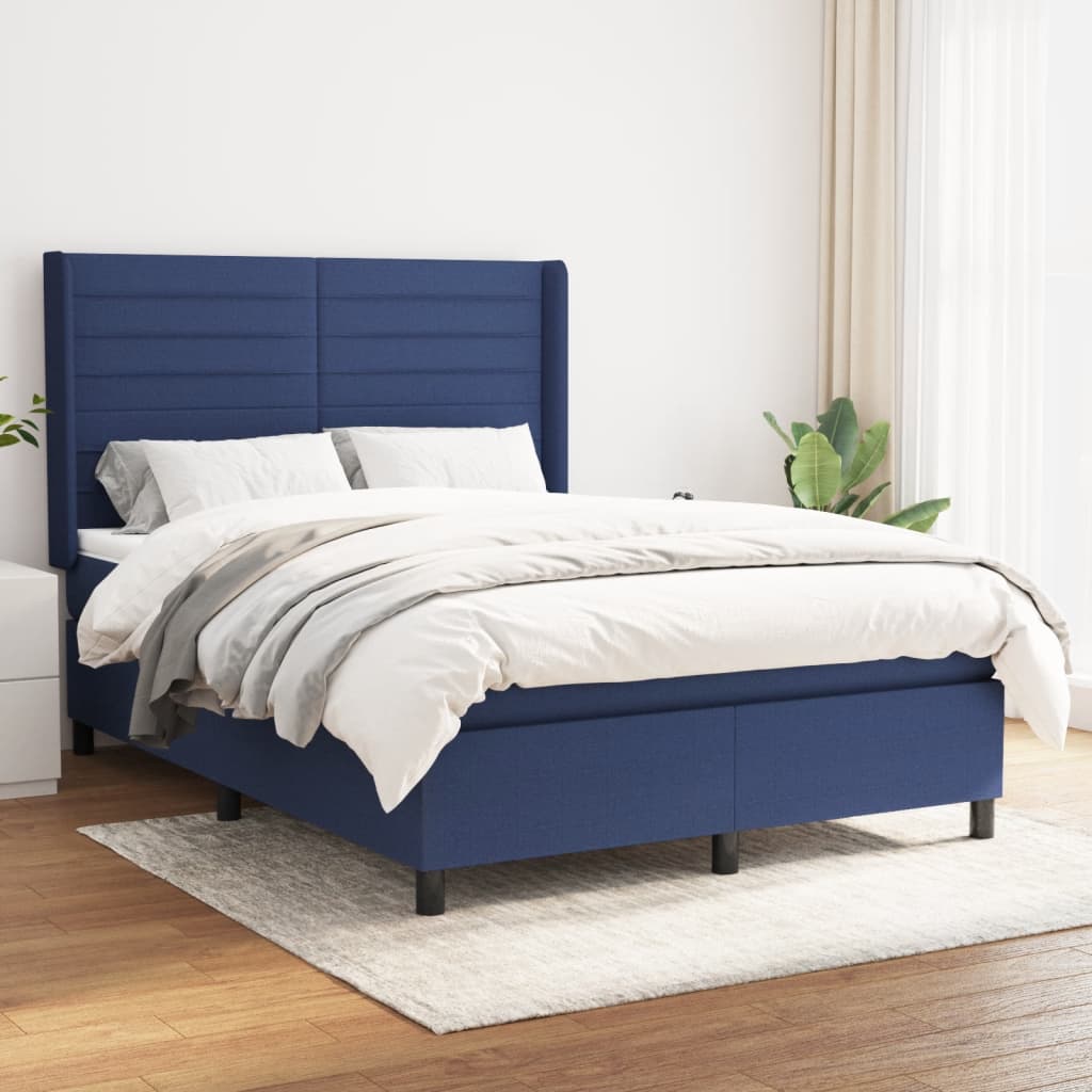 Boxspring met matras stof blauw 140x200 cm is nu te koop bij PeponiXL, paradijselijk wonen!