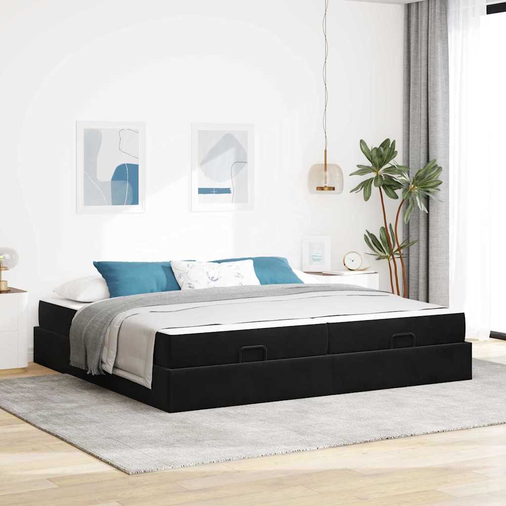 Bedframe met matras met matras 2 pcs Zwart Fluweel is nu te koop bij PeponiXL, paradijselijk wonen!