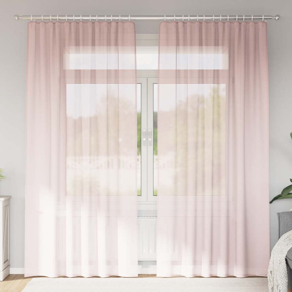 Gordijnen voile met roedezakken 2 st lichtroze is nu te koop bij PeponiXL, paradijselijk wonen!