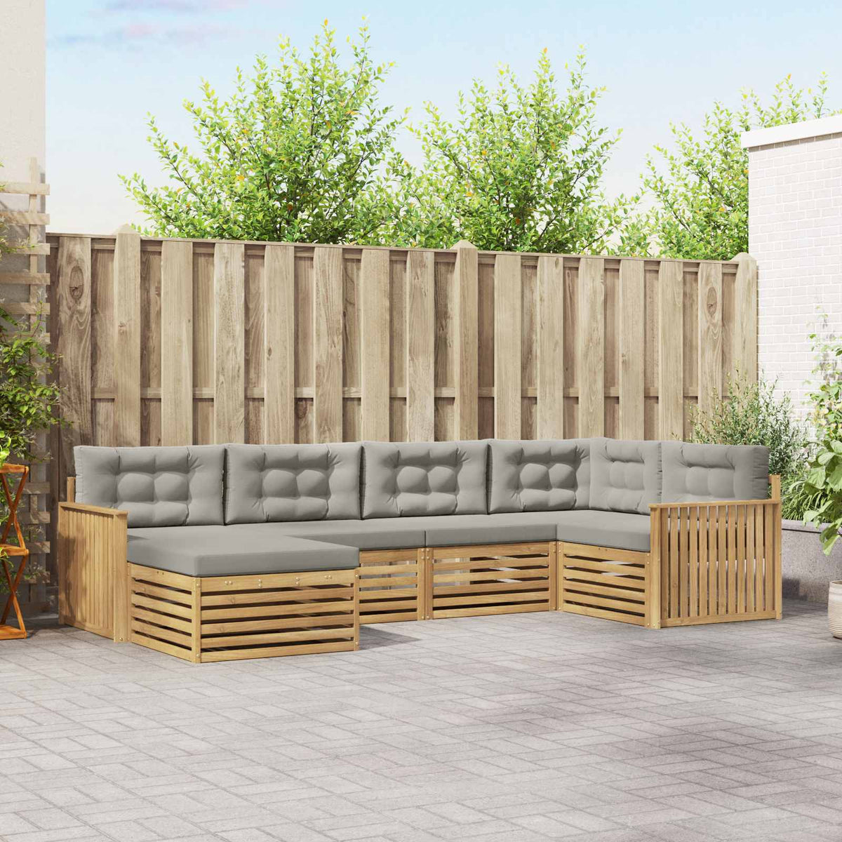 Buiten bankenset 6 pcs Wit en Lichtgrijs 327 x 168,5 x 73 cm is nu te koop bij PeponiXL, paradijselijk wonen!