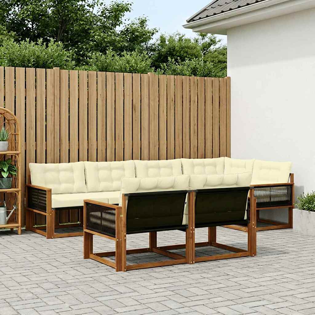 Buiten bankenset met kussen 7 pcs Natuurlijk en Crème is nu te koop bij PeponiXL, paradijselijk wonen!