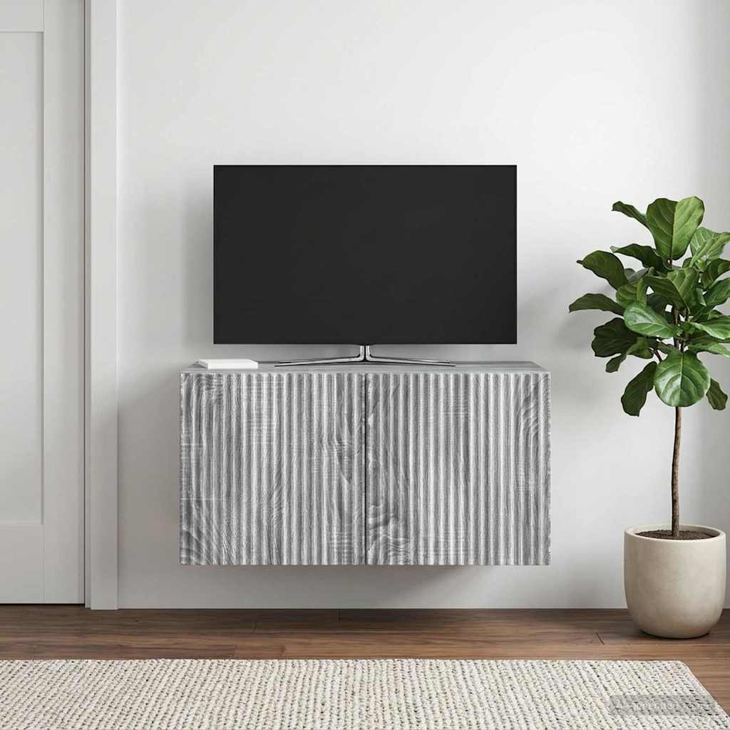 Wandbeugel TV-kast Grijs sonoma 59,5 x 31 x 30 cm Bewerkt hout is nu te koop bij PeponiXL, paradijselijk wonen!