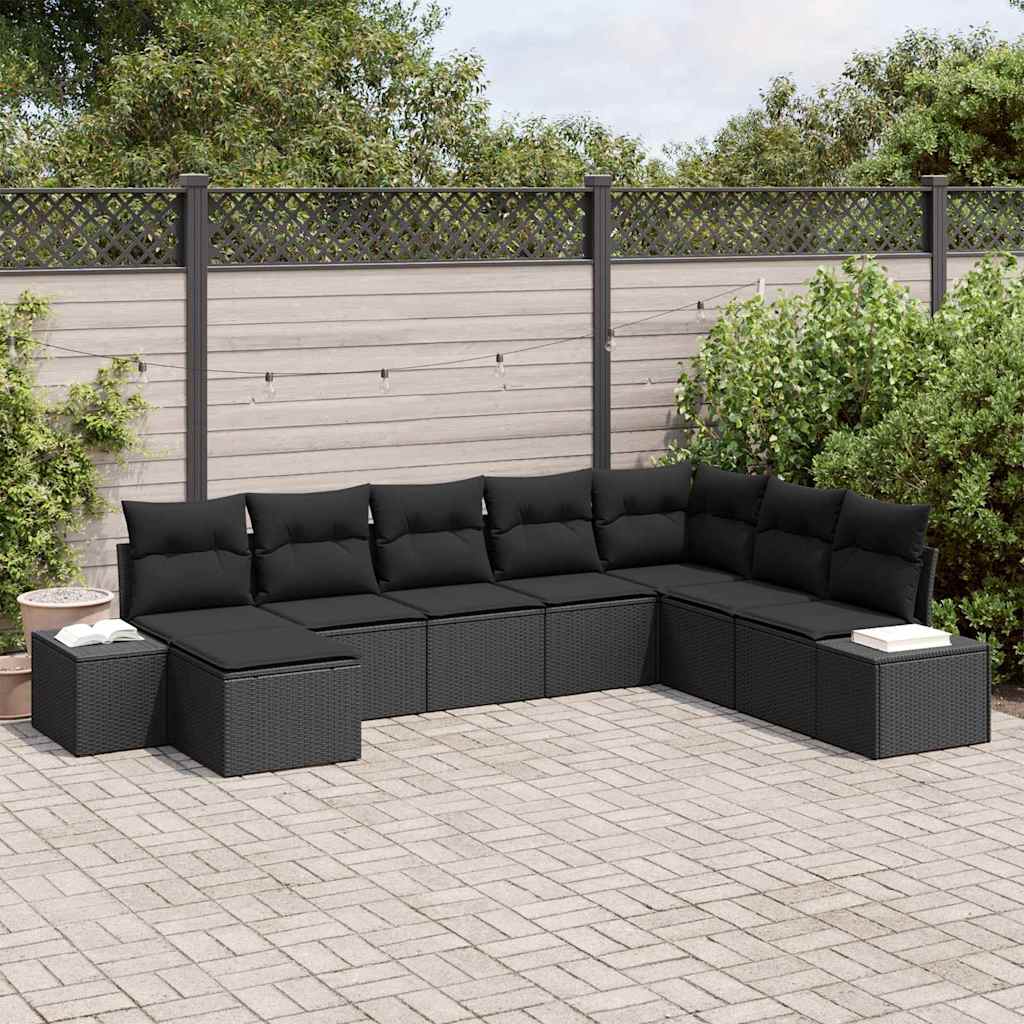 Tuin Sofa Set met kussen met opslag 8 pcs Zwart poly rattan is nu te koop bij PeponiXL, paradijselijk wonen!
