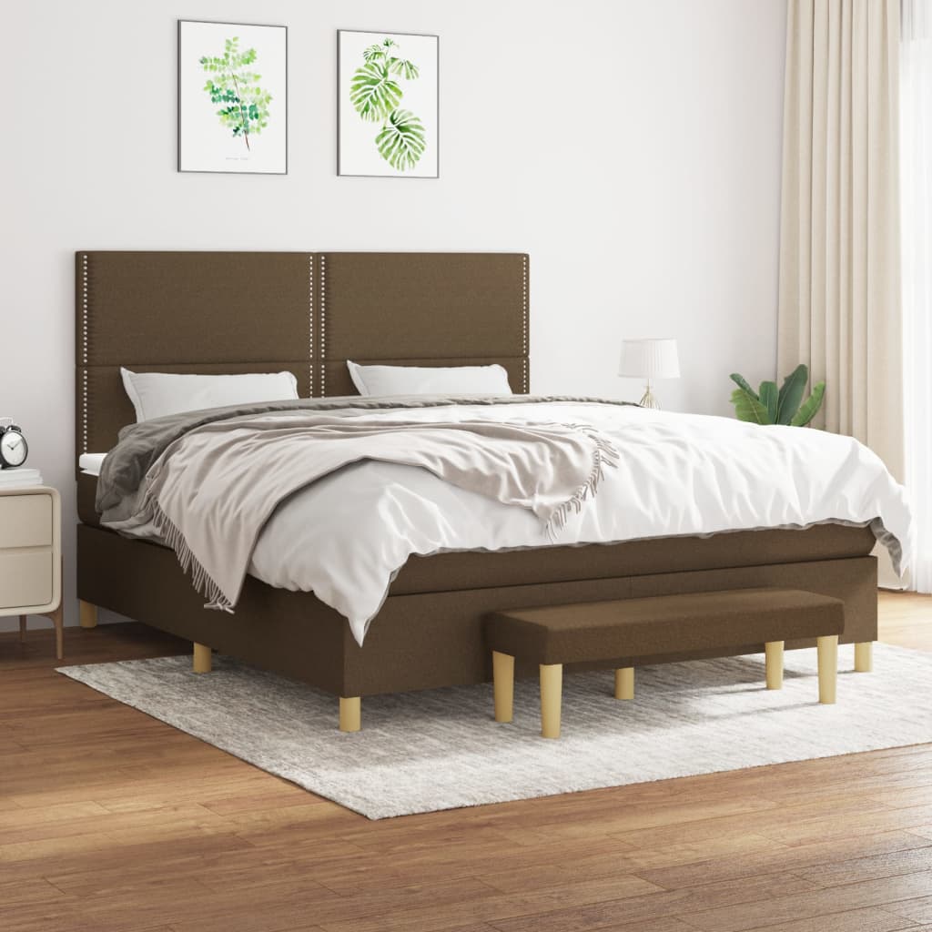 Boxspring met matras stof donkerbruin 180x200 cm is nu te koop bij PeponiXL, paradijselijk wonen!