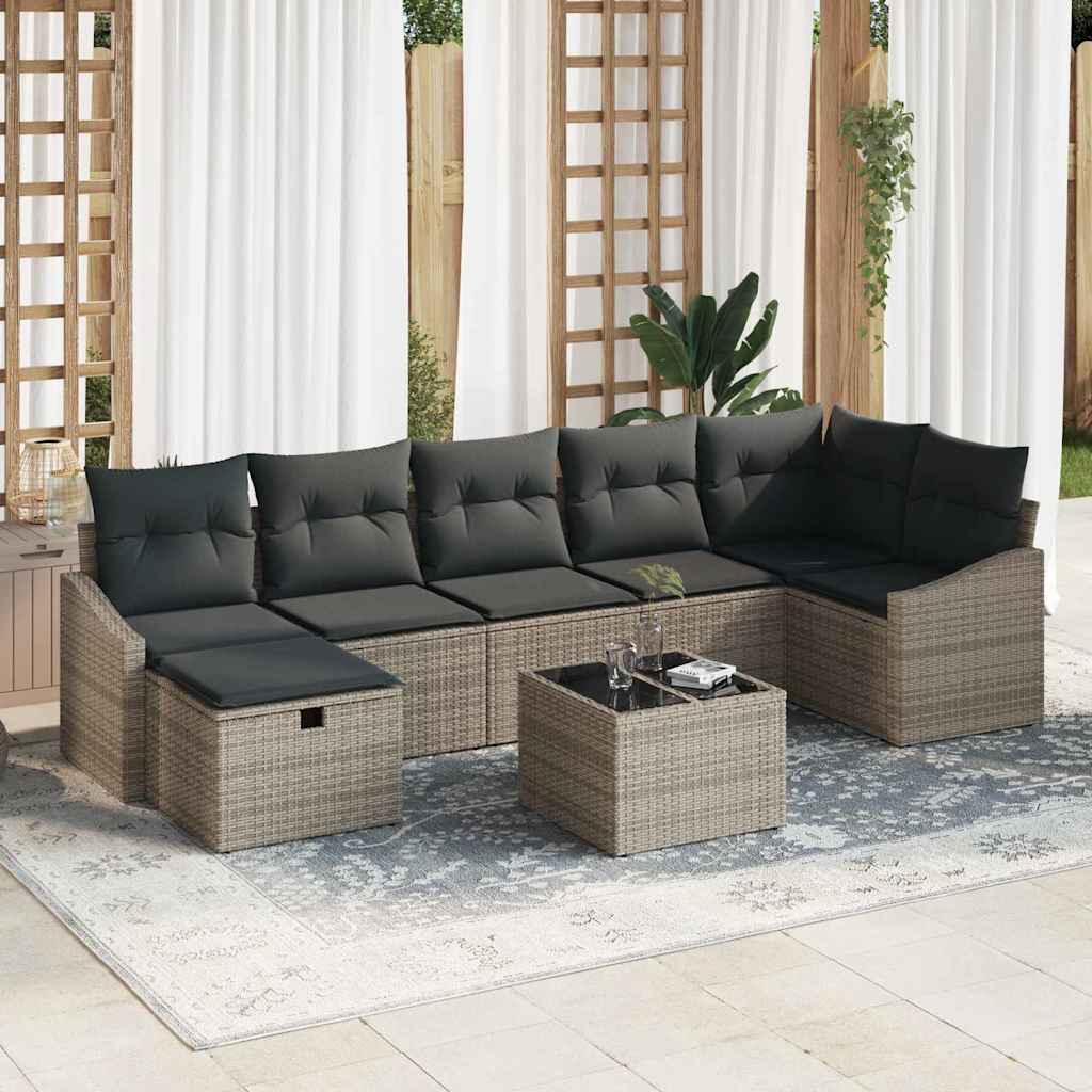 Bankstel met kussen 8 pcs poly rattan is nu te koop bij PeponiXL, paradijselijk wonen!