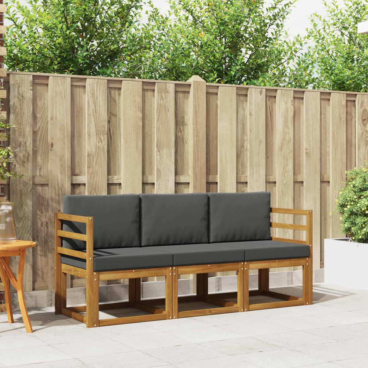 Buiten bankenset met kussen 3 pcs Natuurlijk en Antraciet is nu te koop bij PeponiXL, paradijselijk wonen!