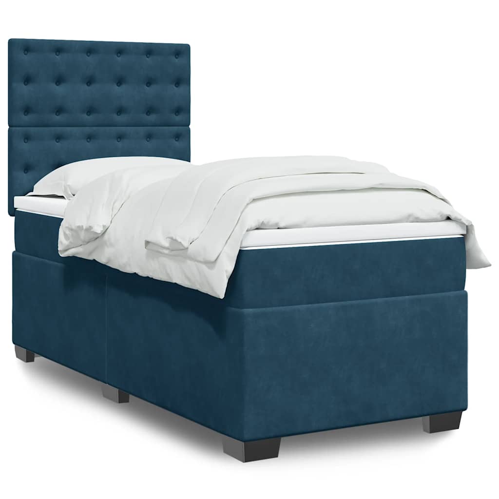 Boxspring met matras fluweel blauw 90x200 cm is nu te koop bij PeponiXL, paradijselijk wonen!