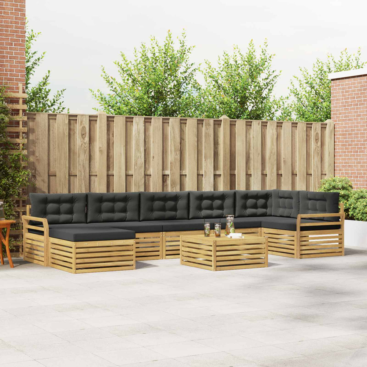 Buiten bankenset met kussen 8 pcs Wit en antracietkleurig is nu te koop bij PeponiXL, paradijselijk wonen!