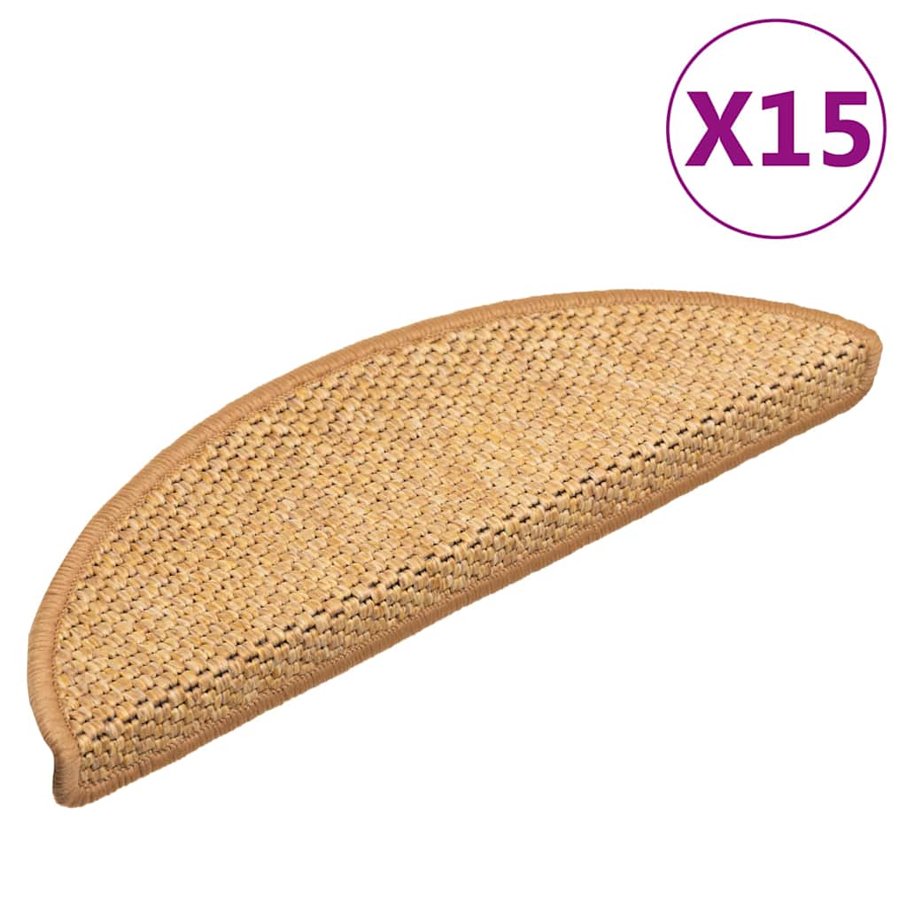 Trapmatten zelfklevend 15 st sisal-look 56x17x3 cm sisalkleurig is nu te koop bij PeponiXL, paradijselijk wonen!