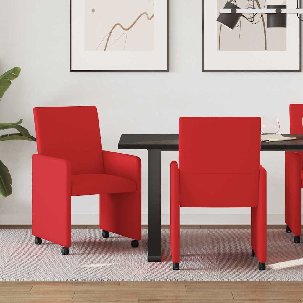 Eetkamerstoelen met Wieltjes 2 pcs Rood 57 x 66 x 94 cm is nu te koop bij PeponiXL, paradijselijk wonen!