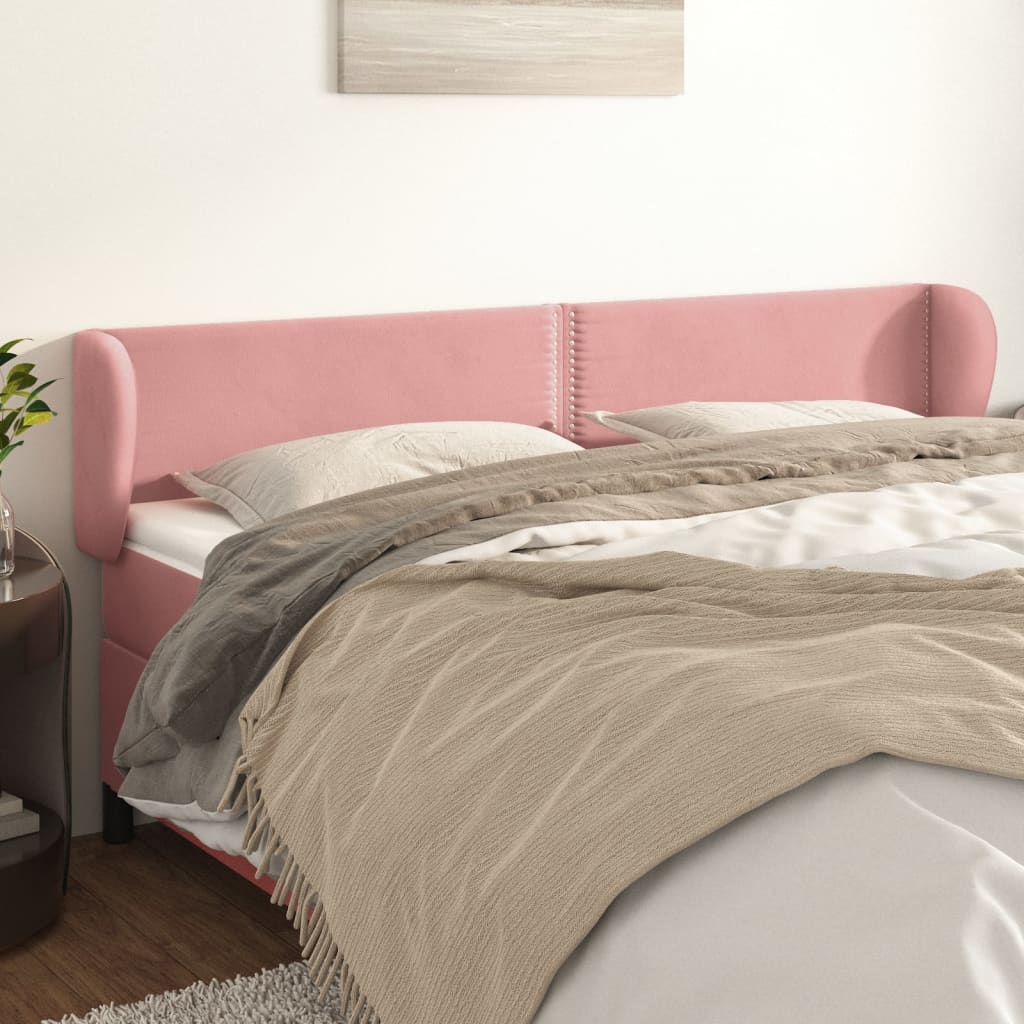 Hoofdbord met randen 183x23x78/88 cm fluweel roze is nu te koop bij PeponiXL, paradijselijk wonen!