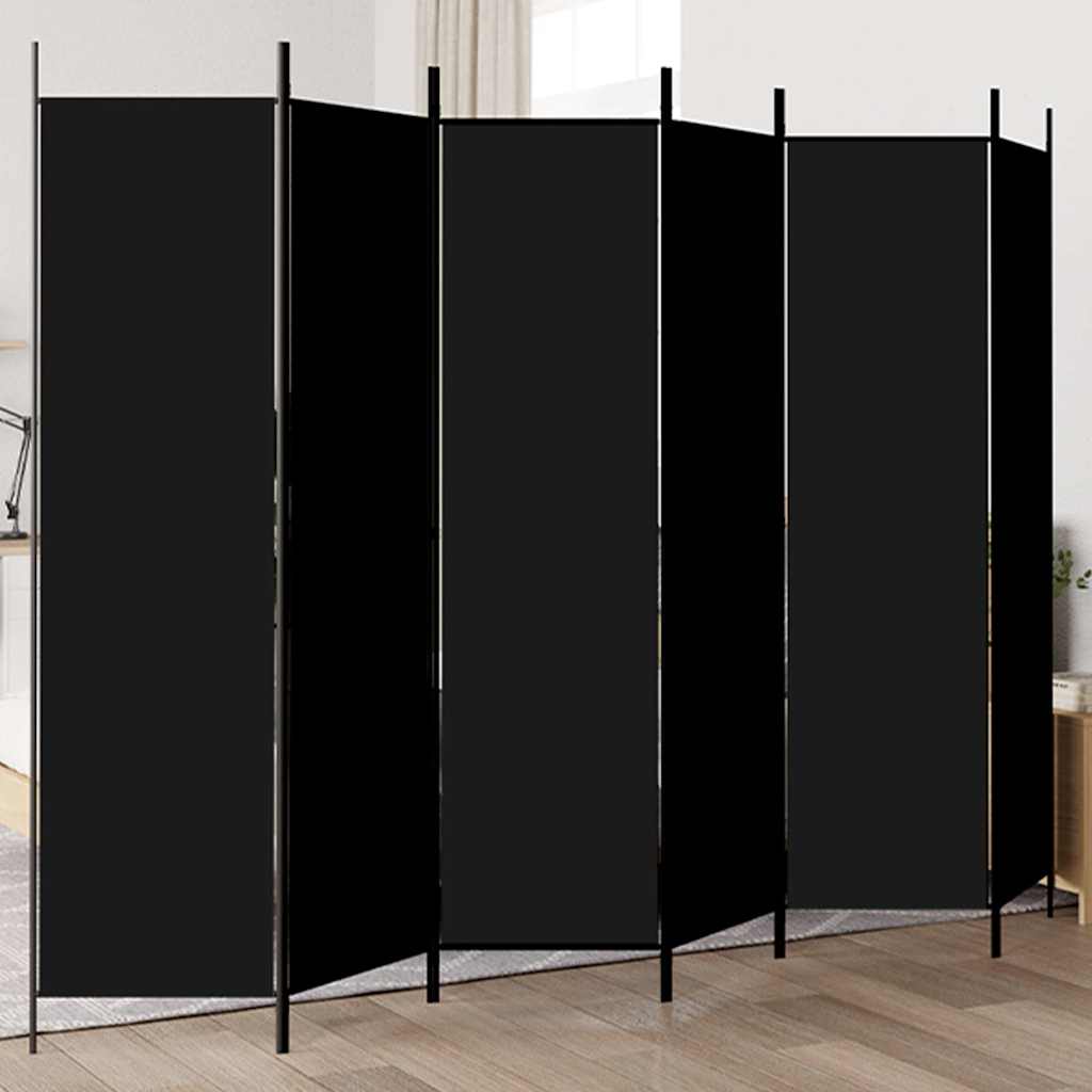 Kamerscherm met 6 panelen 300x200 cm stof zwart is nu te koop bij PeponiXL, paradijselijk wonen!