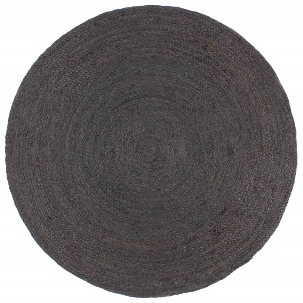 Vloerkleed handgemaakt rond 210 cm jute donkergrijs is nu te koop bij PeponiXL, paradijselijk wonen!