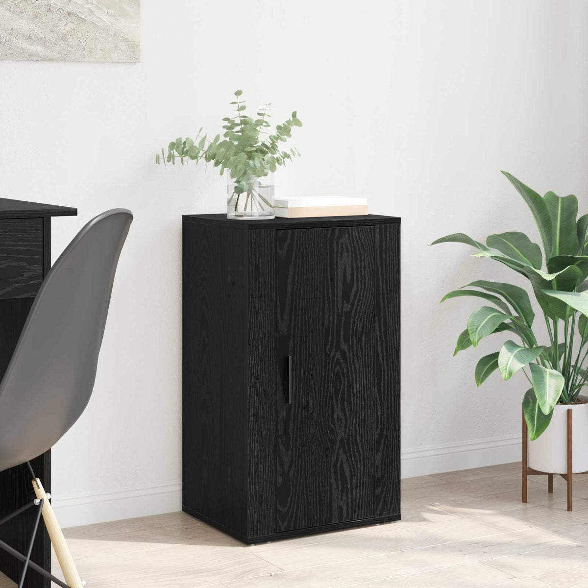 Dressoir Zwart Eiken 40 x 33 x 70 cm Bewerkt hout is nu te koop bij PeponiXL, paradijselijk wonen!