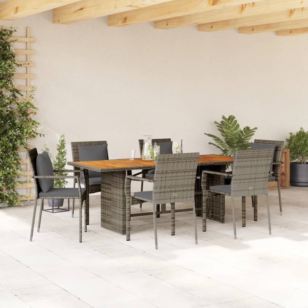 7-delige Tuinset met kussens poly rattan grijs is nu te koop bij PeponiXL, paradijselijk wonen!