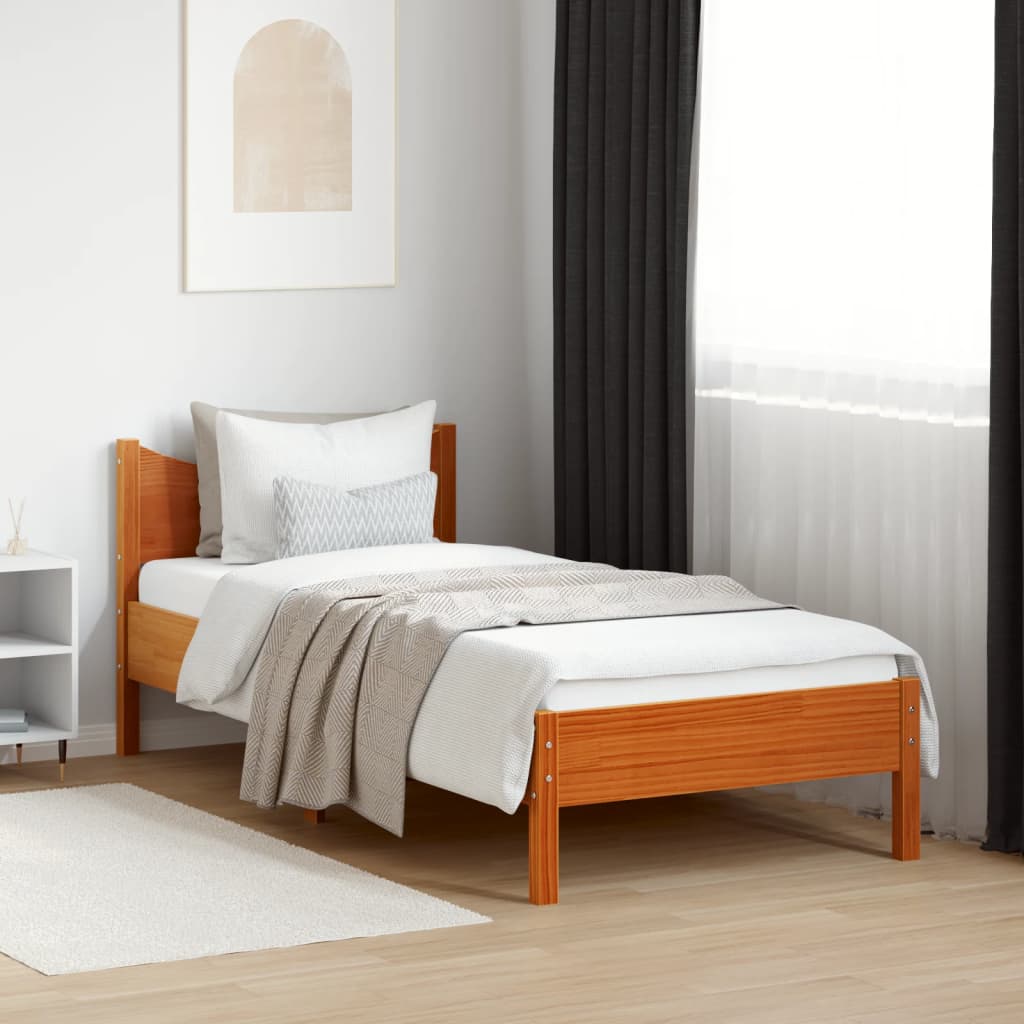 Bedframe zonder matras massief grenenhout wasbruin 100x200 cm is nu te koop bij PeponiXL, paradijselijk wonen!