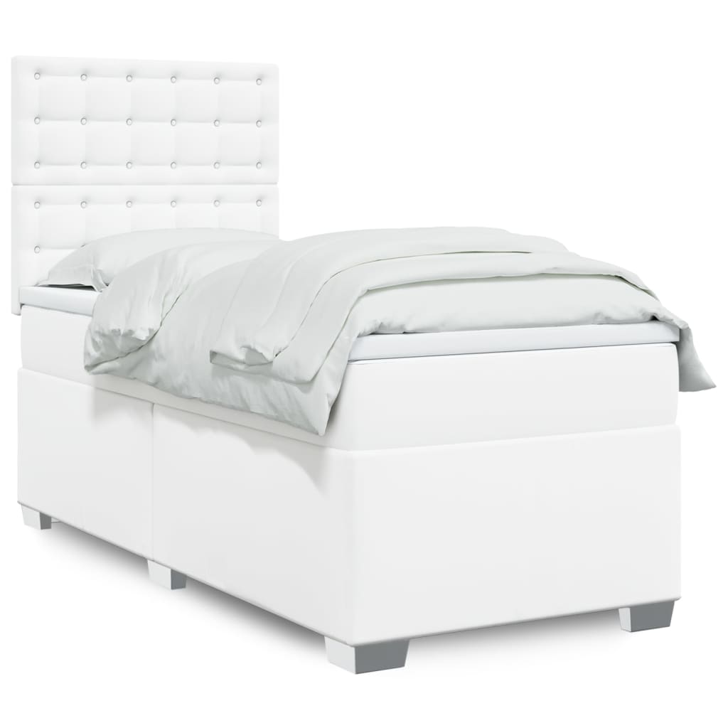 Boxspring met matras kunstleer wit 90x200 cm is nu te koop bij PeponiXL, paradijselijk wonen!