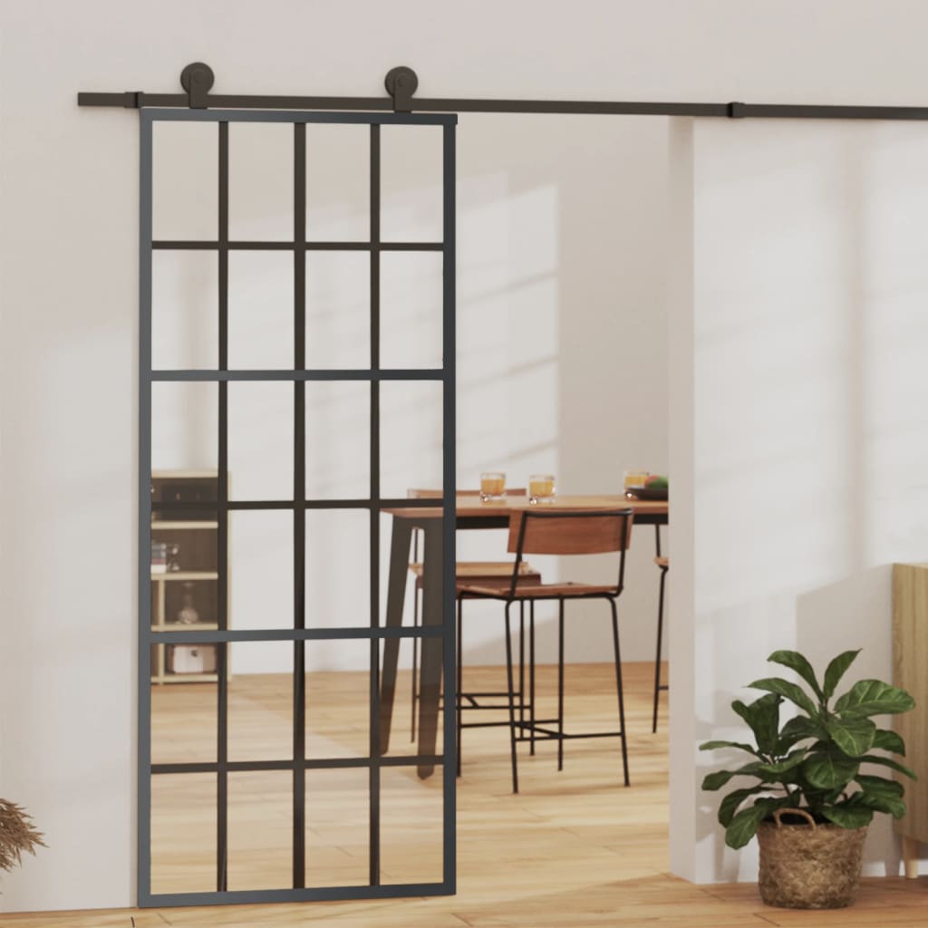 Schuifdeur met beslag 76x205 cm aluminium en ESG-glas is nu te koop bij PeponiXL, paradijselijk wonen!