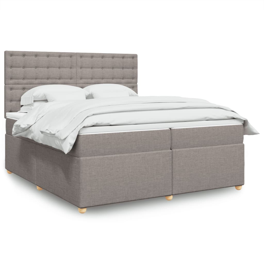 Boxspring met matras stof taupe 200x200 cm is nu te koop bij PeponiXL, paradijselijk wonen!