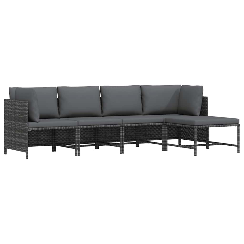 4-delige Loungeset met kussens poly rattan grijs is nu te koop bij PeponiXL, paradijselijk wonen!