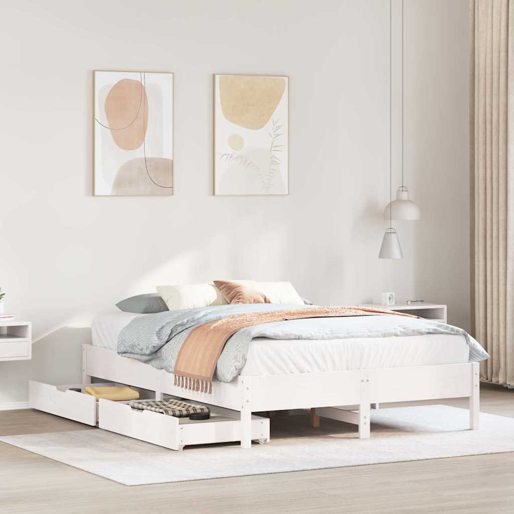 Bedframe zonder matras massief grenenhout wit 160x200 cm is nu te koop bij PeponiXL, paradijselijk wonen!