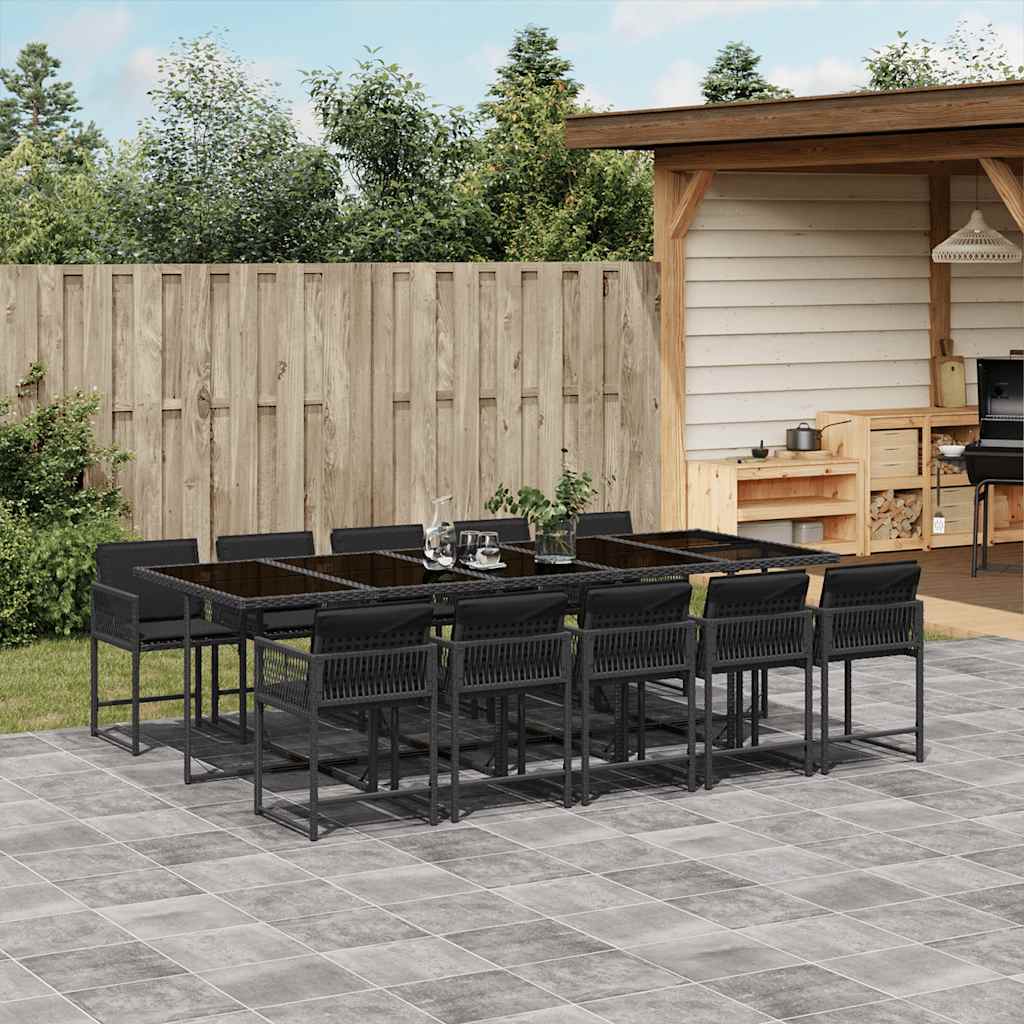 11-delige Tuinset met kussens poly rattan zwart is nu te koop bij PeponiXL, paradijselijk wonen!