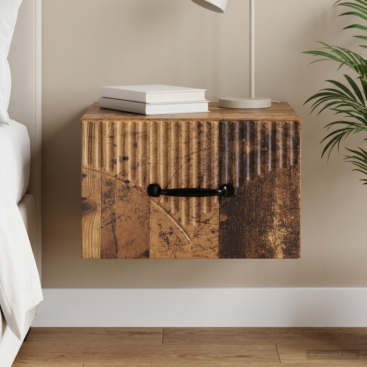 Wandbeugel Bedkast Oud hout 34,5 x 33 x 20 cm Bewerkt hout is nu te koop bij PeponiXL, paradijselijk wonen!