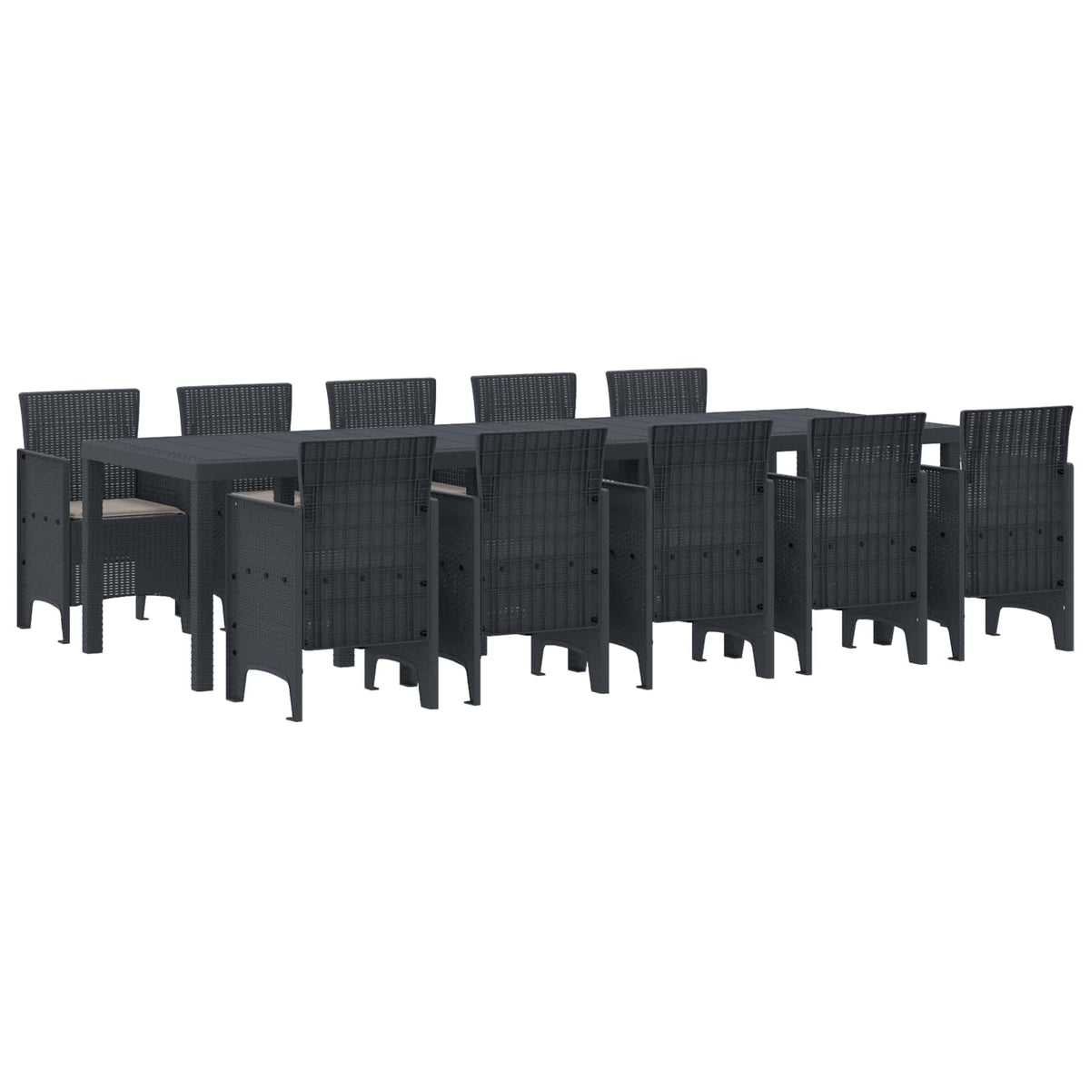 Tuin Eetset met kussen 11 pcs Antraciet Poly riet is nu te koop bij PeponiXL, paradijselijk wonen!