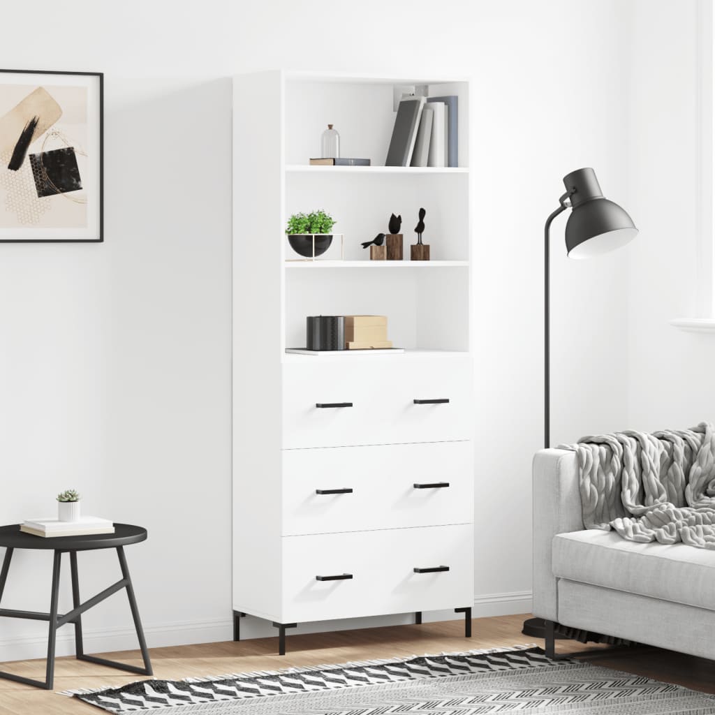 Hoge kast 69,5x34x180 cm bewerkt hout wit is nu te koop bij PeponiXL, paradijselijk wonen!
