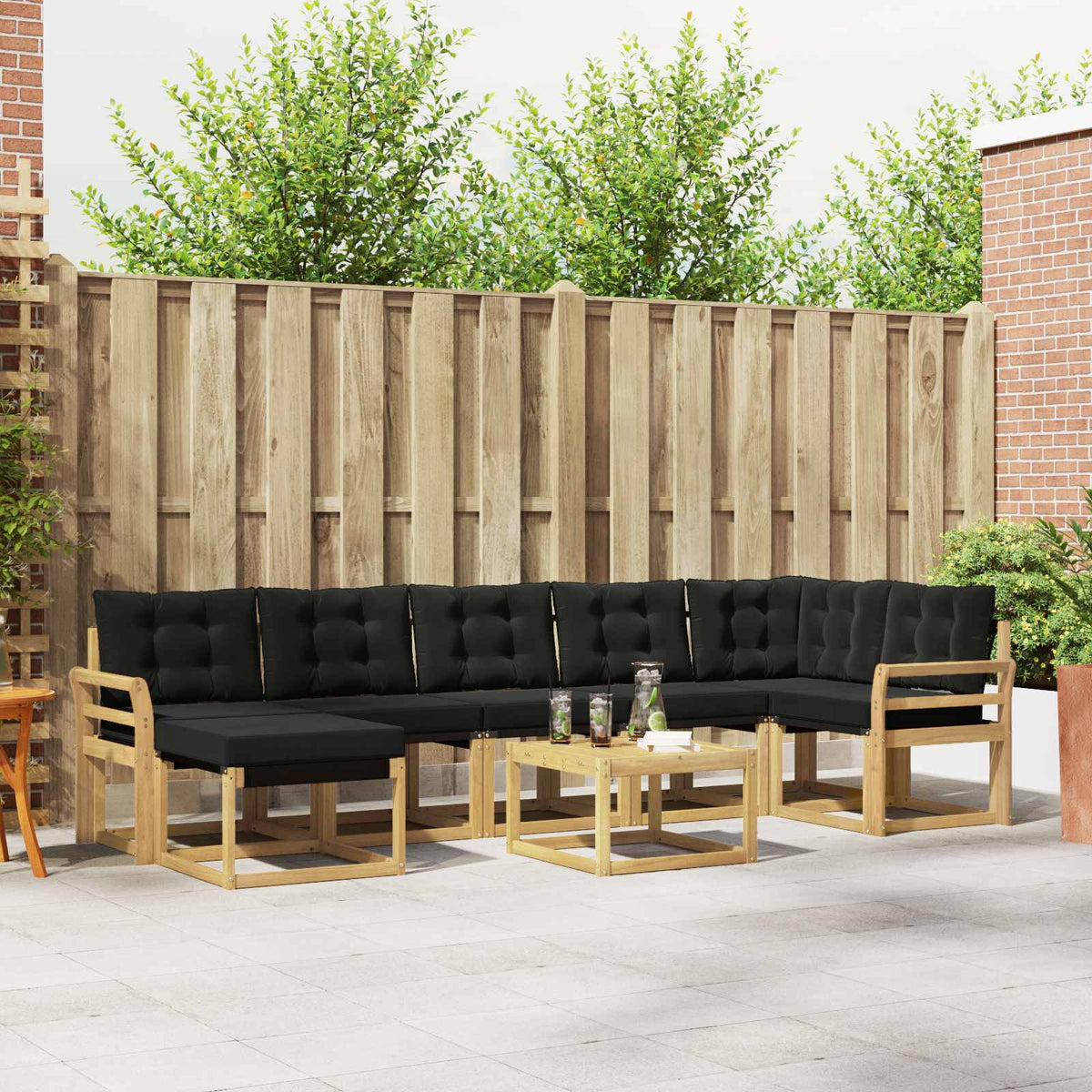 Buiten bankenset met kussen 8 pcs Wit en zwart is nu te koop bij PeponiXL, paradijselijk wonen!
