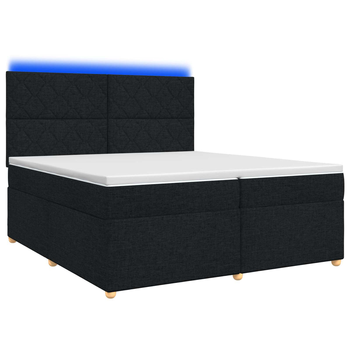 Boxspringbed met matras met hoofdeinde Zwart 200 x 200 cm Stof is nu te koop bij PeponiXL, paradijselijk wonen!