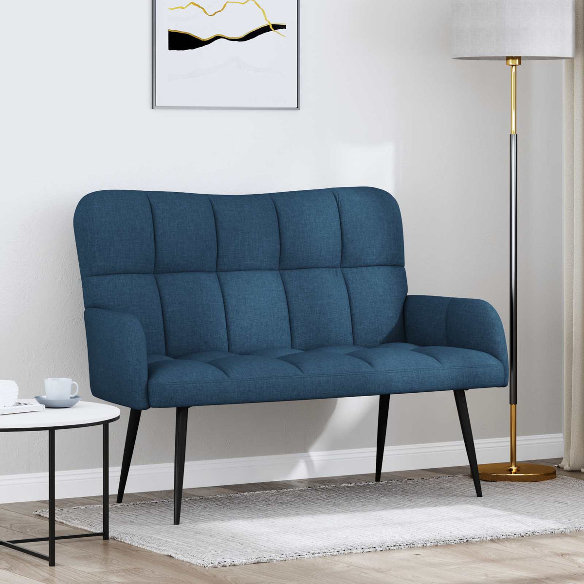 Twee Persoons Sofa Blauw 115 x 61 x 87 cm Stof is nu te koop bij PeponiXL, paradijselijk wonen!