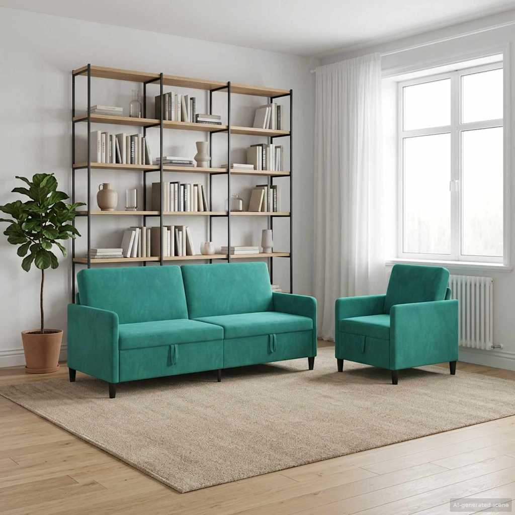 Bankenset met opbergruimte 2 st Turquoise Polyester is nu te koop bij PeponiXL, paradijselijk wonen!