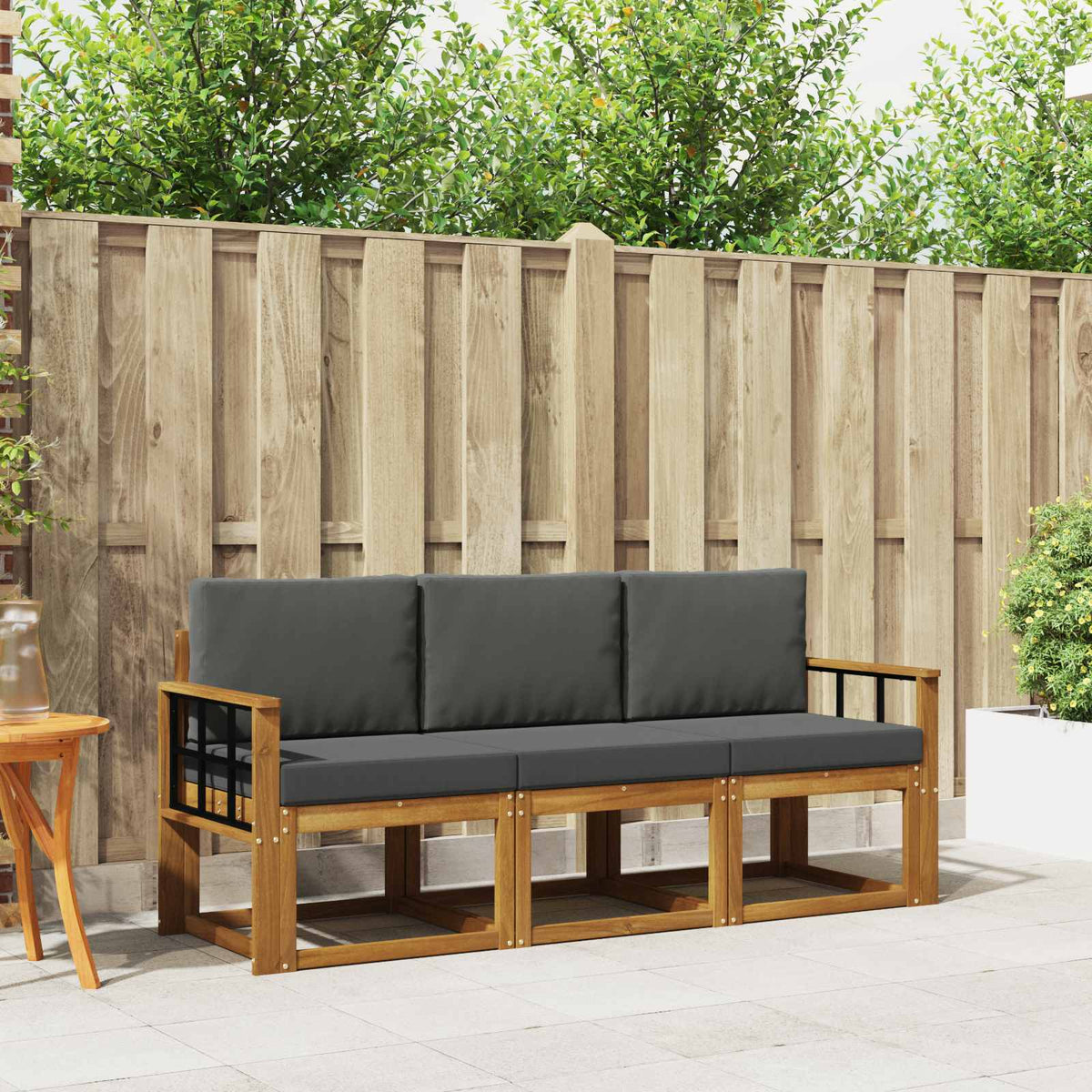 Buiten bankenset met kussen 3 pcs Natuurlijk en Antraciet is nu te koop bij PeponiXL, paradijselijk wonen!