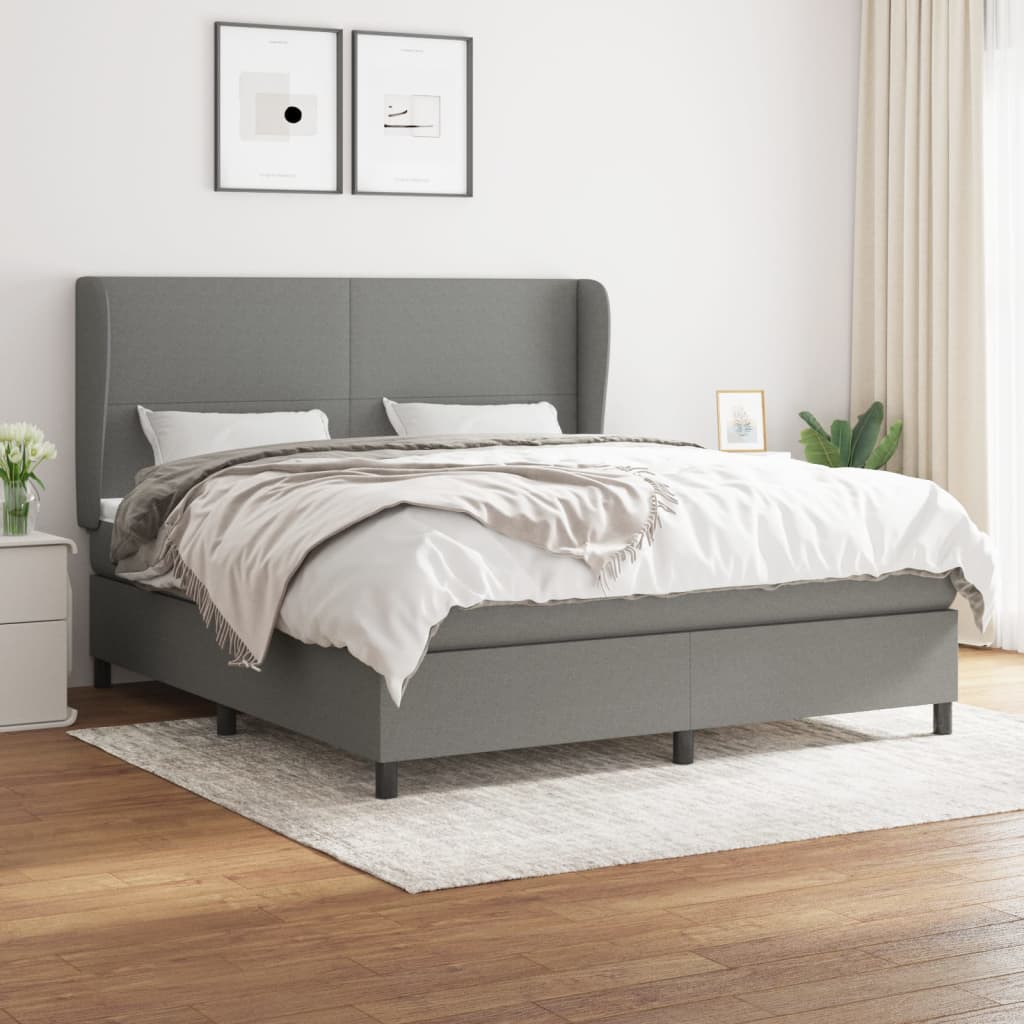 Boxspring met matras stof donkergrijs 160x200 cm is nu te koop bij PeponiXL, paradijselijk wonen!