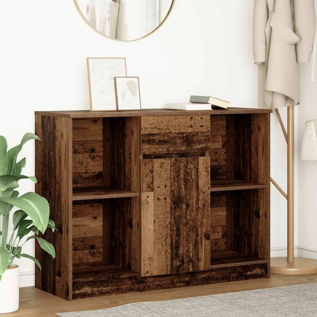 Dressoir met lade 101x35x76 cm spaanplaat oud hout is nu te koop bij PeponiXL, paradijselijk wonen!