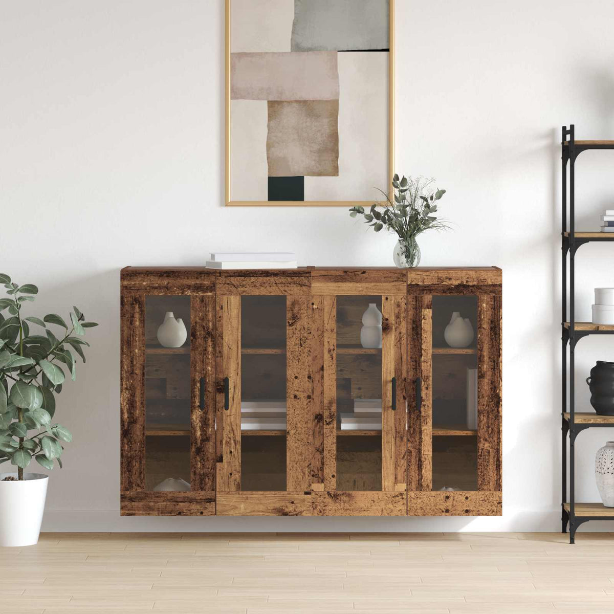 Wandgemonteerde Kasten 2 pcs Oud hout 69,5 x 34 x 90 cm is nu te koop bij PeponiXL, paradijselijk wonen!