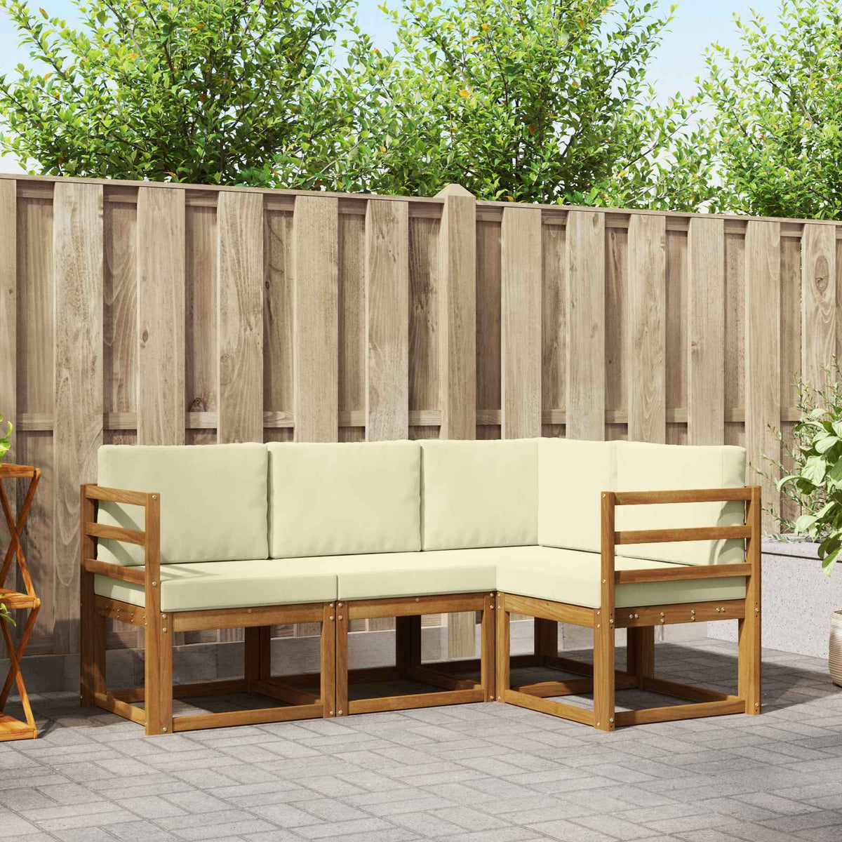 Buiten bankenset met kussen 4 pcs Natuurlijk en Crème is nu te koop bij PeponiXL, paradijselijk wonen!
