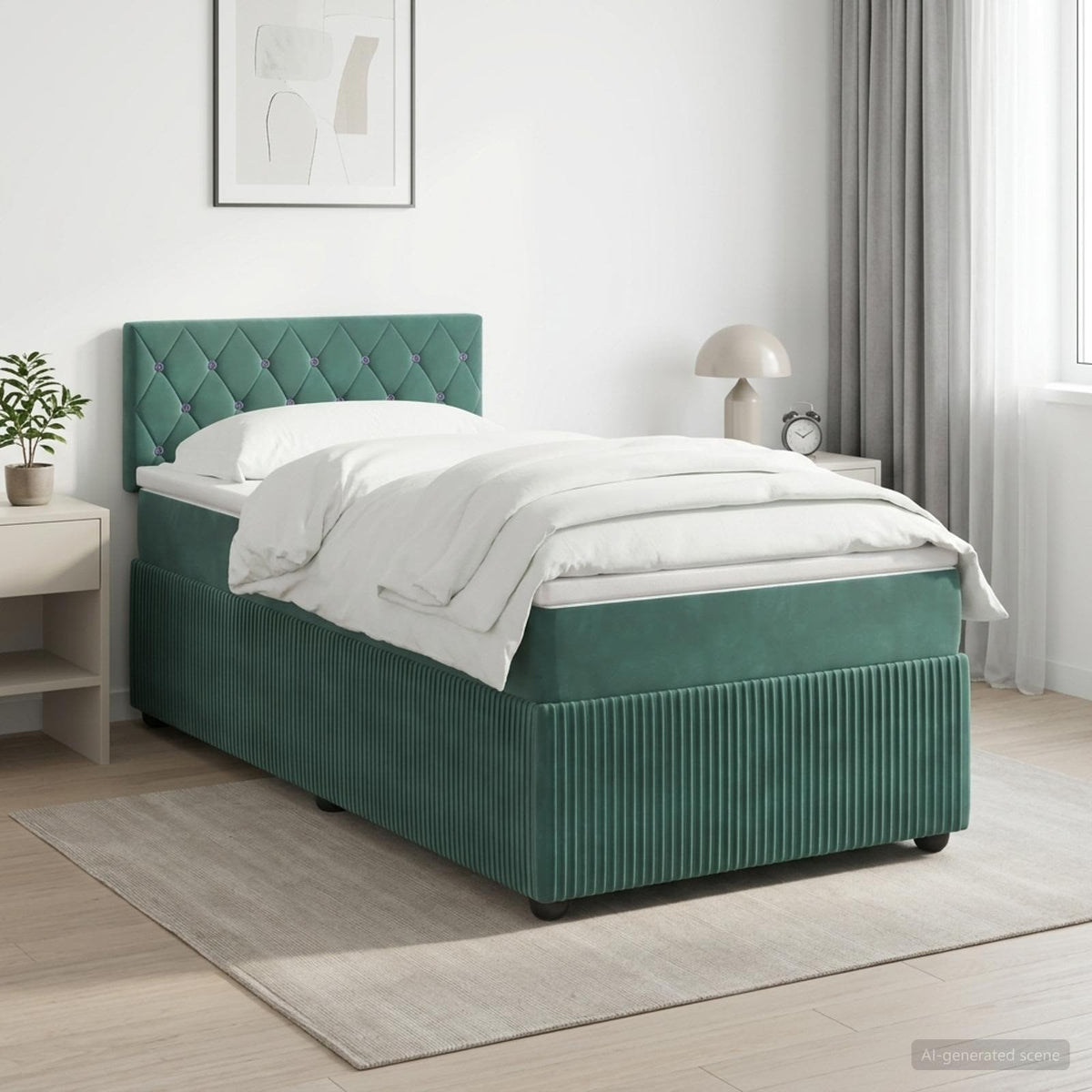 Boxspringbed met matras Donkergroen 80 x 200 cm Fluweel is nu te koop bij PeponiXL, paradijselijk wonen!