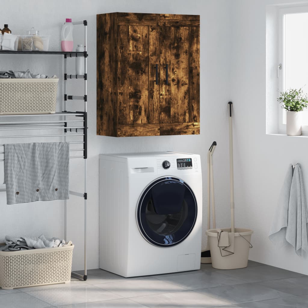 Wandkast 69,5x34x90 cm bewerkt hout gerookt eikenkleurig is nu te koop bij PeponiXL, paradijselijk wonen!